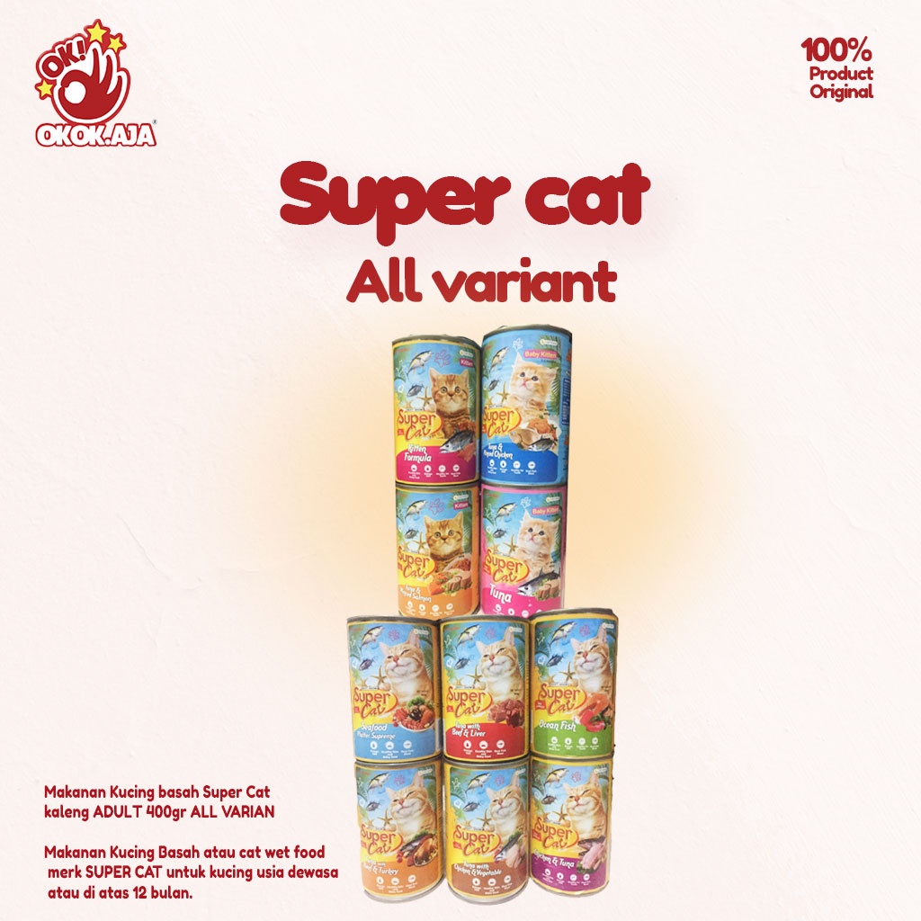 Makanan Kucing Basah SUPER CAT kaleng 400gr - Wetfood murah