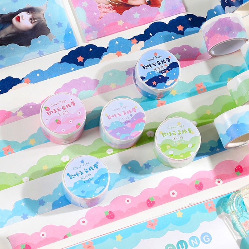 Stiker Pita Gelombang Awan Seri Permen Manis Buku Pegangan Siswa Deco DIY Washi Stickers Tape