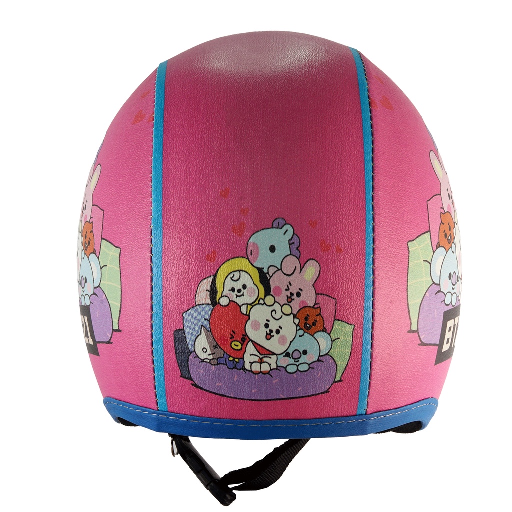 Helm Bogo Retro Anak Untuk Usia 2-6 Tahun Motif BT21 - Pink Biru