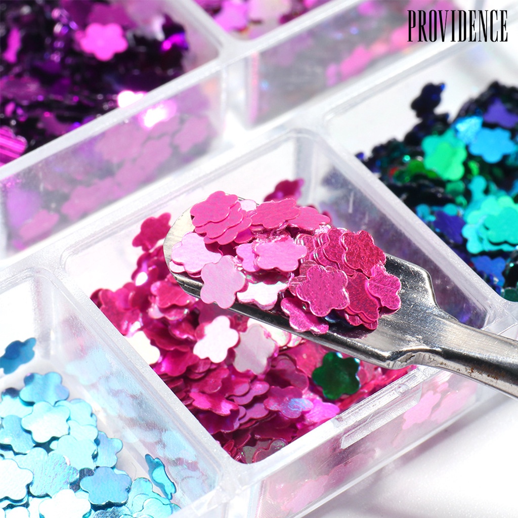 Providence 6Grids/Box Flower Style Nail Flake Reflective Ultra Thin Nail Sequins Summer Glitter Decorations Charms for Manicure