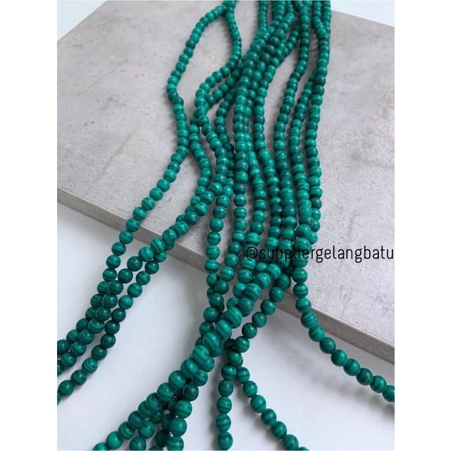 Bahan batu gelang kalung MALACHITE 6mm malakit hijau akik aksesoris bahan kalung gelang anting strap mask kerajinan tangan craft citayam fashion week etink vintage elegan bali manik crystal perhiasan