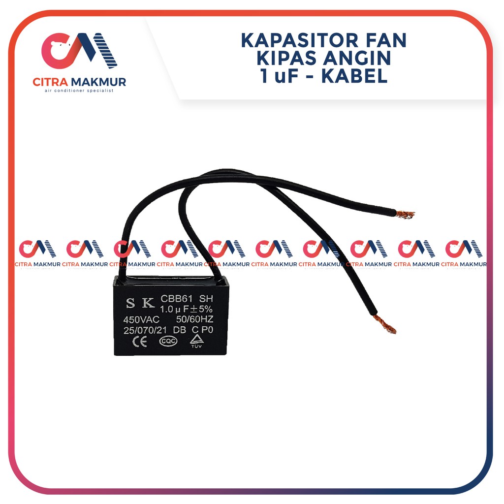 Kapasitor Kipas Angin 1 uf Kabel 2 SK Fan AC Capasitor mikro Air conditioner