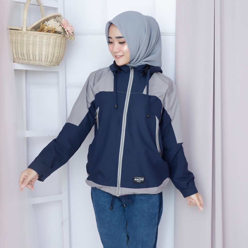 Jaket Bomber Pria Wanita Outdoor Windproof Taslan Zn By Amz Jacket