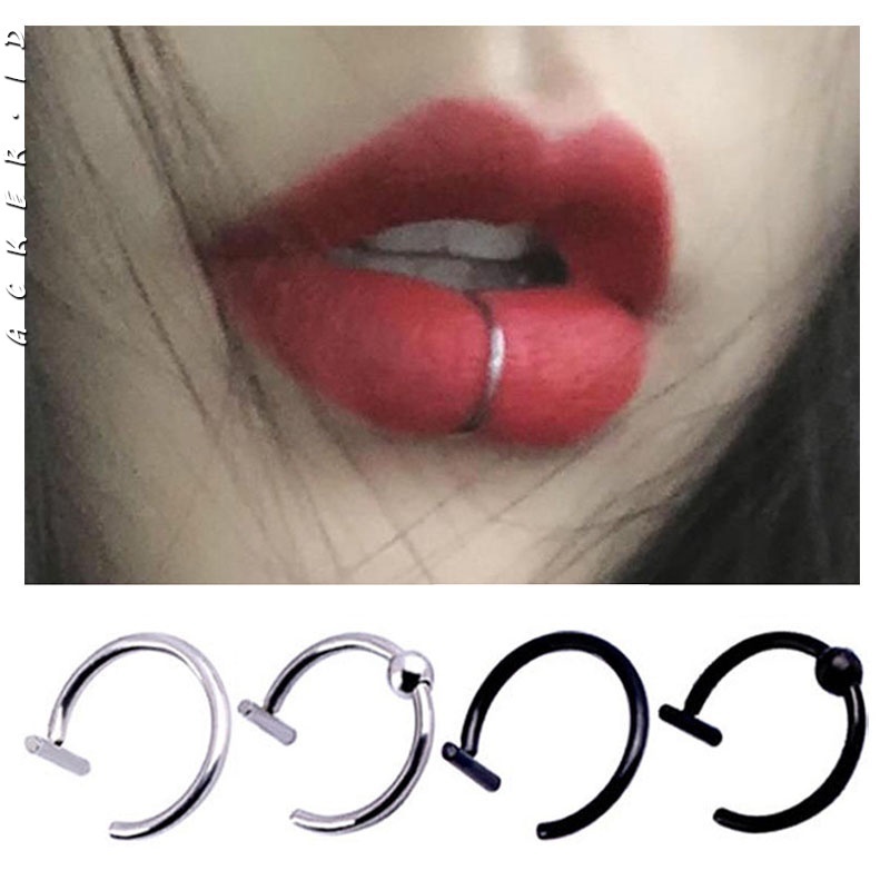 [ACKER] Bibir Medis Hidung Palsu Titanium Steel Cincin Hidung Septum Piercing Klip Di Mulut Cincin Tubuh Klip Hoop