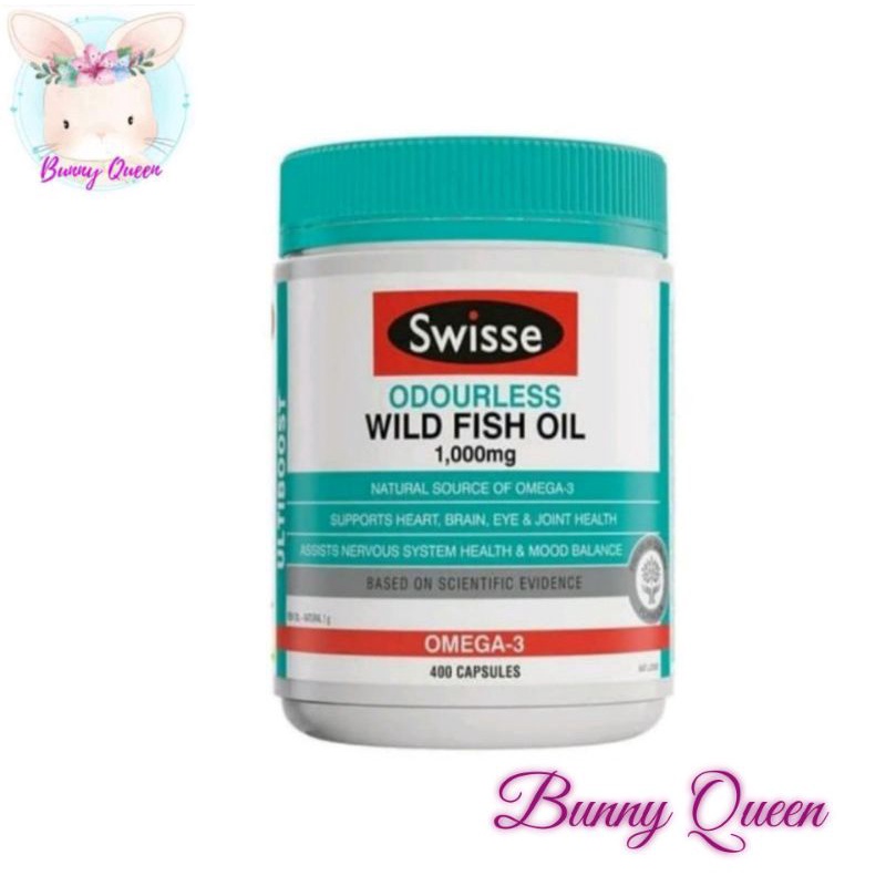 Swisse Odourless Wild Fish Oil 1000 mg 400 kapsul caps 1000mg