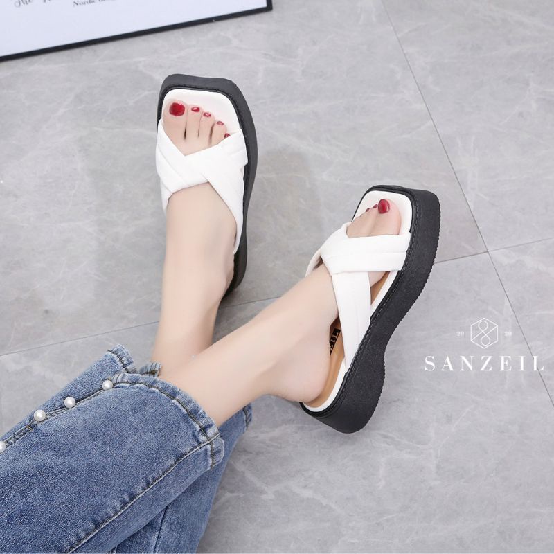 DDXX0079 Wedges Sandal Wanita Fashion Import CAMILLE Slip On Ready Jakarta Bisa COD (WIth Box)