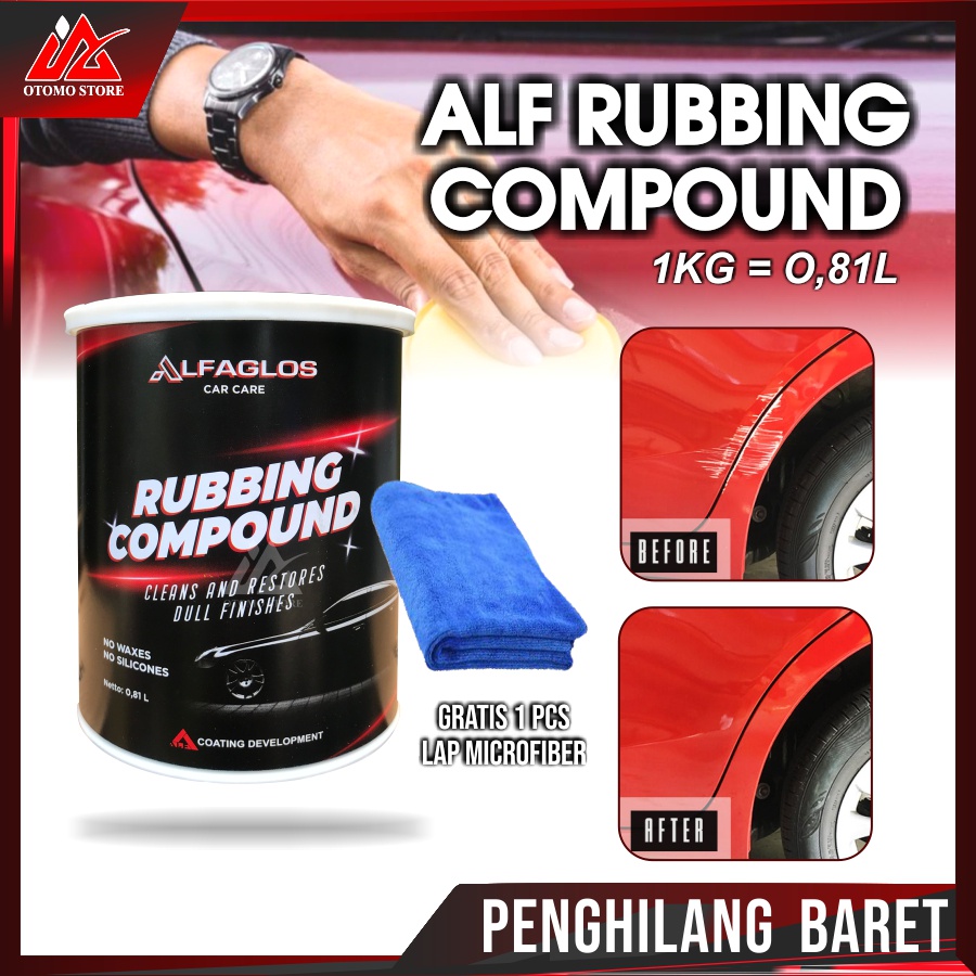 ALF RUBBING COMPOUND 1 KG BONUS LAP MICROFIBER Penghilang Baret Lecet Halus Body Mobil Motor Helm