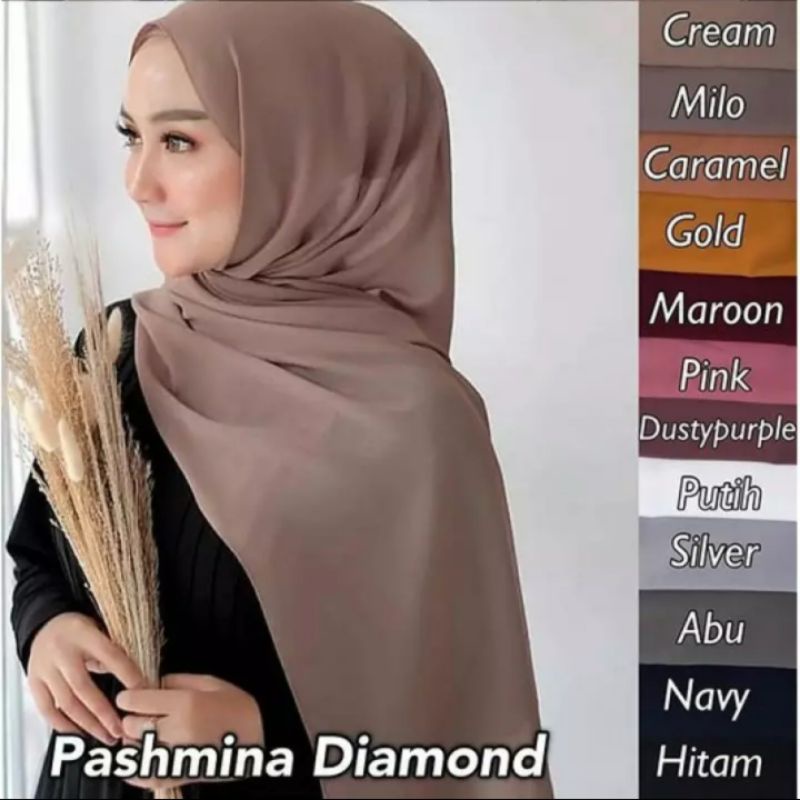 Pashmina Diamond ) Pashmina Polos Tanpa Tali-1