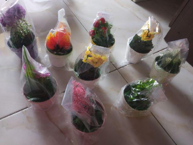 Set Pot + Bunga Hias Rumput Bunga Palsu Bunga Plastik Rumput Artifisial  Hiasan Rumah Shabby Lover