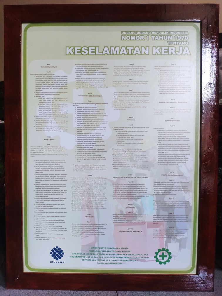 Sp263 Poster K3 Safety A2 Frame Undang Undang Republik Indonesia Nomor 1 Tahun 1970 Shopee Indonesia