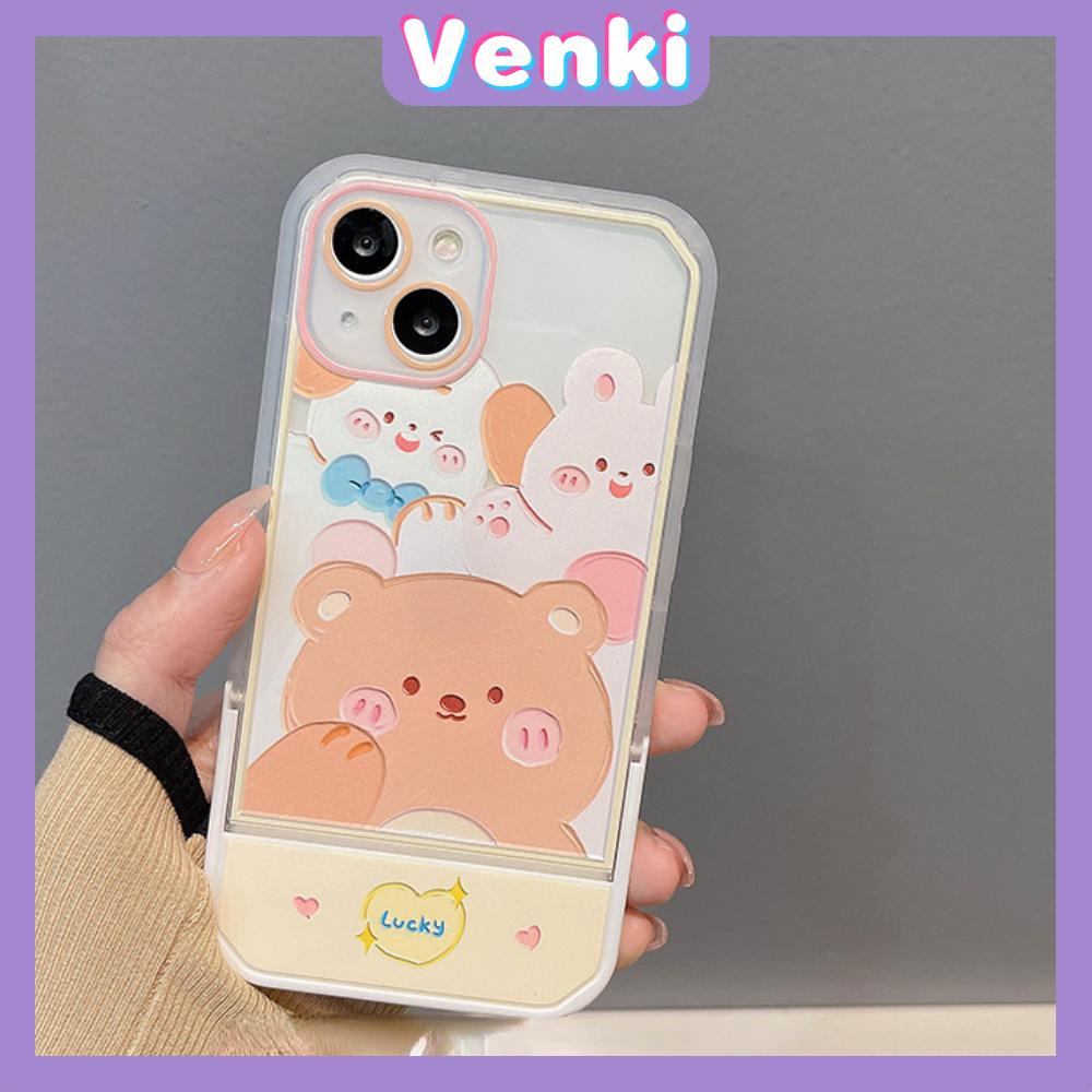 iPhone Case with Invisible Folding Stand Silicone Soft Case Airbag Shockproof Protection Camera Cartoon Cute Compatible For iPhone 11 Pro Max 13 Pro Max 12 Pro Max 7Plus xr XS Max