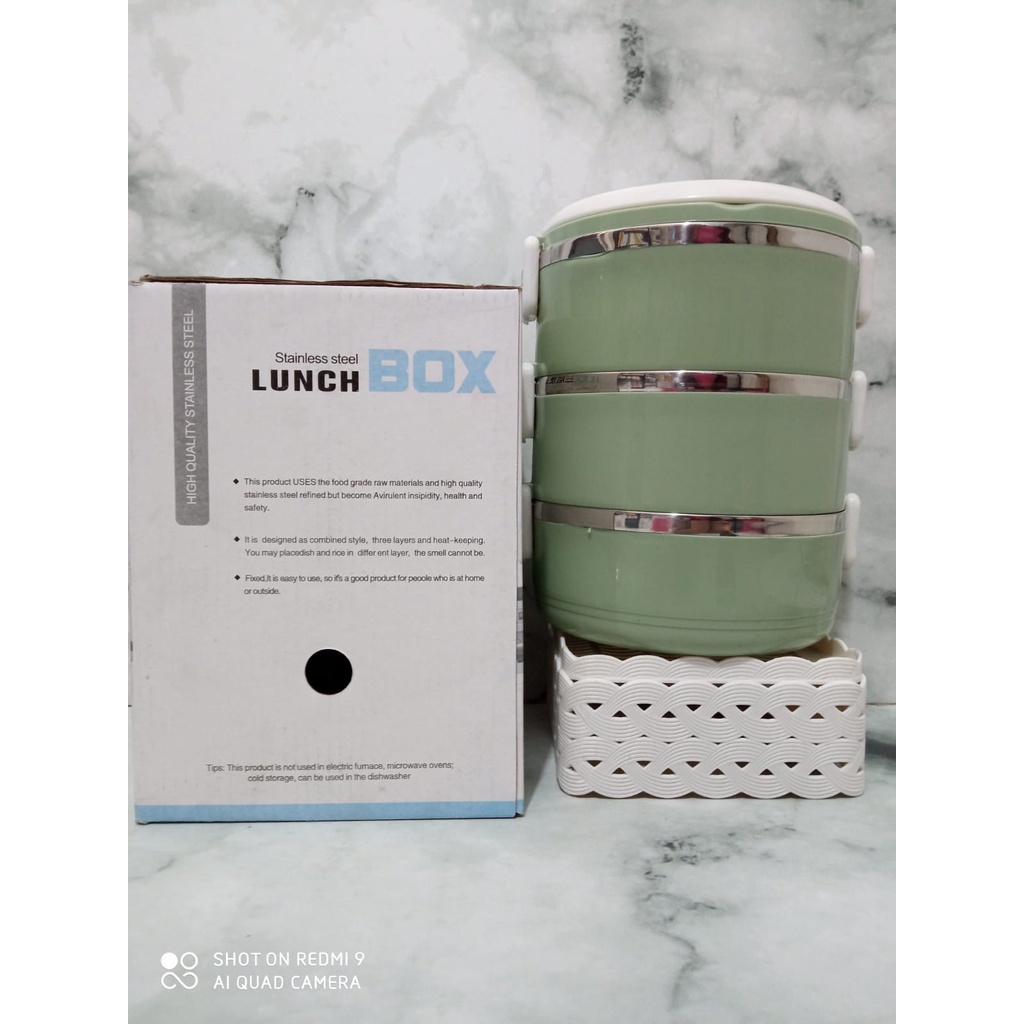 Rantang lunch box 1 2 3 4 susun polos lucu elegan tempat bekel makanan