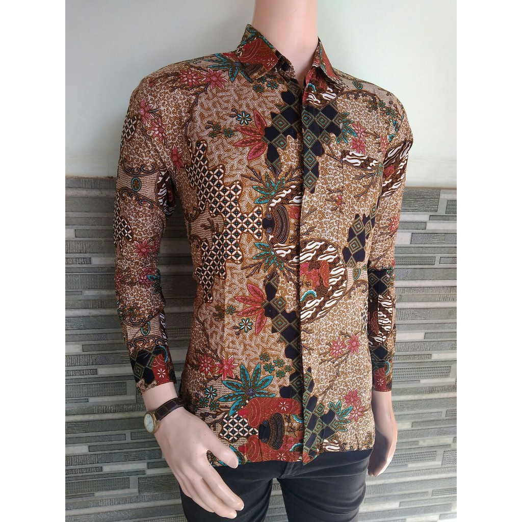 BSWART BATIK HRB026 Kenongo Hem Pendek Padi Pekalongan M L XL Batik Pria MURAH