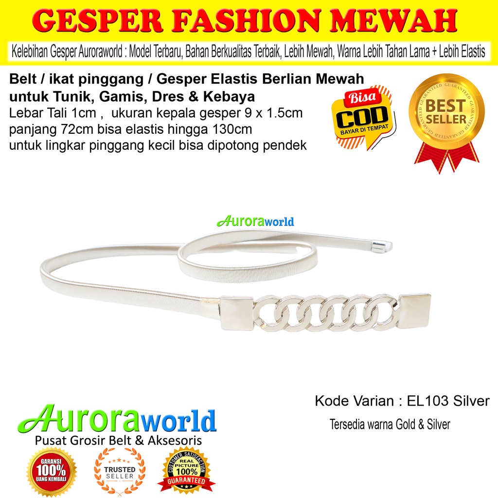 Auroraworld belt elastis gesper wanita elastis ikat pinggang wanita Fashion cewek terbaru bisa COD