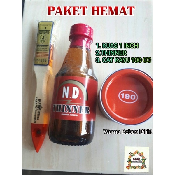 Paket Hemat 1 Cat kayu avian 100 cc + kuas 1 inch + thinner