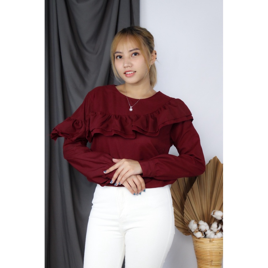 BEFAST - ZRX OOTD Wanita Blouse HUDA / Narina Blouse / Blouse Perempuan / Atasan Lengan Panjang / Blouse Terlaris / Blouse Banyak Warna / Blouse Polos Formal / Termurah