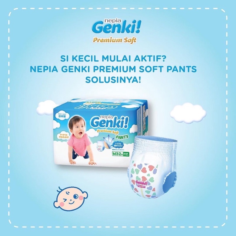 Nepia Genki Pants M / L / XL / XXL Genki Popok Celana M32 / L30 / XL26 / XXL18