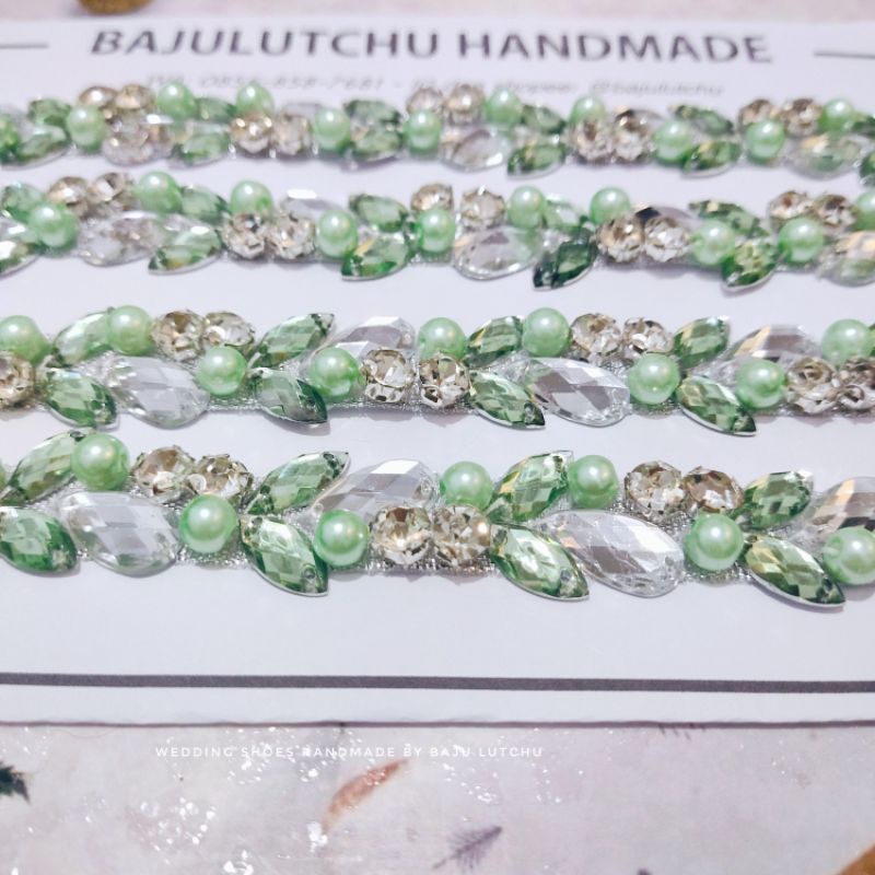 payet rangkai salur pinggang murah hijau Wardah mint sage green