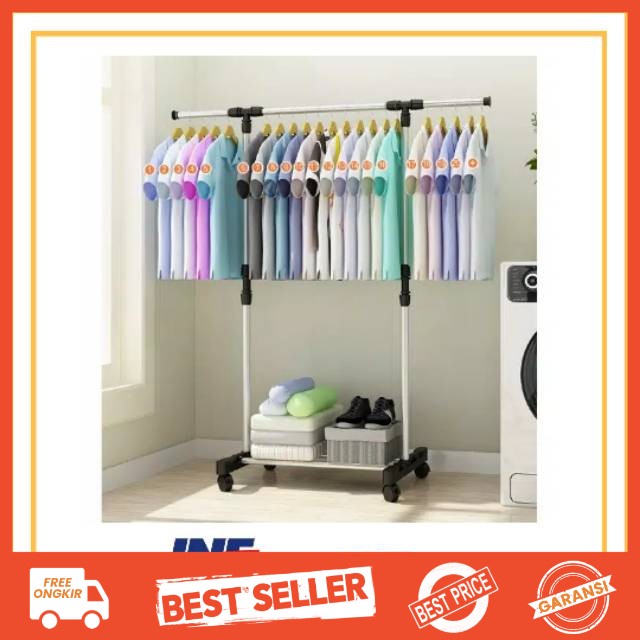 Stand Hanger Single ACE HARDWARE Serba Guna Dengan 4 Roda Multifungsi  Gantungan Gawang Baju