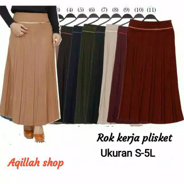 Rok kerja wanita muslimah panjang plisket-Rok panjang wanita-Rok lipit-Rok kerja muslimah