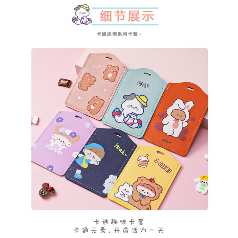 

Holder kartu tali lanyard Name tag murah bentuk beruang,kelinci,ala korea aesthetic