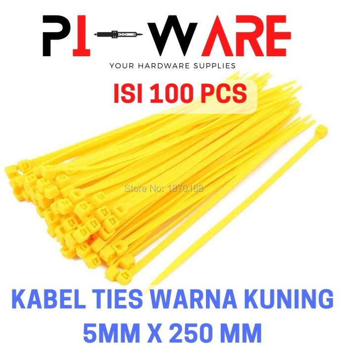 Kabel Tie Warna Kuning 100 Pcs Cable Ties Zip Lock 5mm x 250mm 25cm