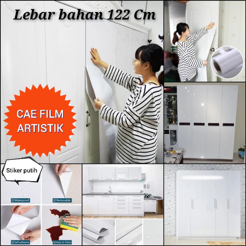 Jual wallpaper lemari kayu putih glossy/sticker lemari/wallpaper lemari