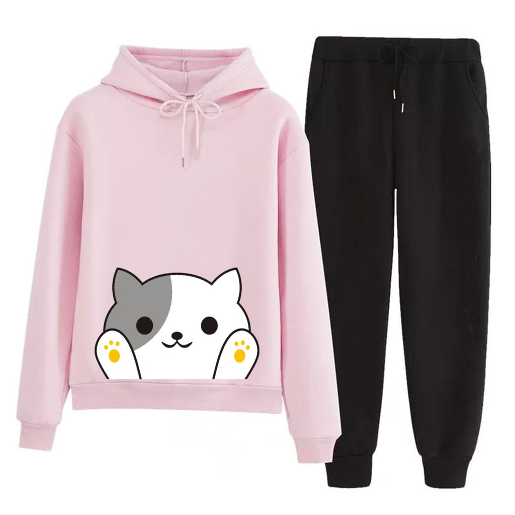 Bess - Setelan Set Jogger Wanita / Setelan Set Hoodie MIMI CAT