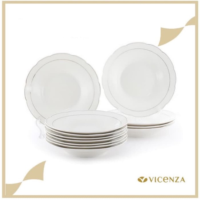 Piring makan keramik vicenza 9” ( 12pcs )