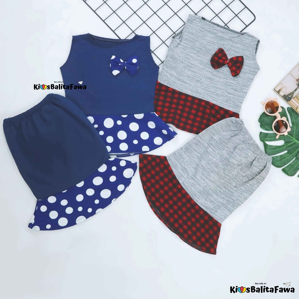 Setelan Zizi Anak uk 1-2 Tahun / Atasan Bawahan Rok Perempuan Baju Pesta Model Dress Peplum Cewek