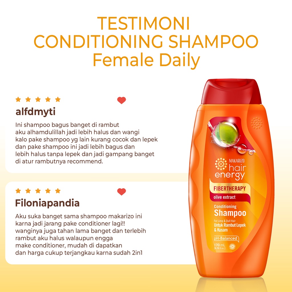 Makarizo Hair Energy Fibertherapy  Conditioning Shampoo Olive 170 mL / Shampo Kondisioner-5