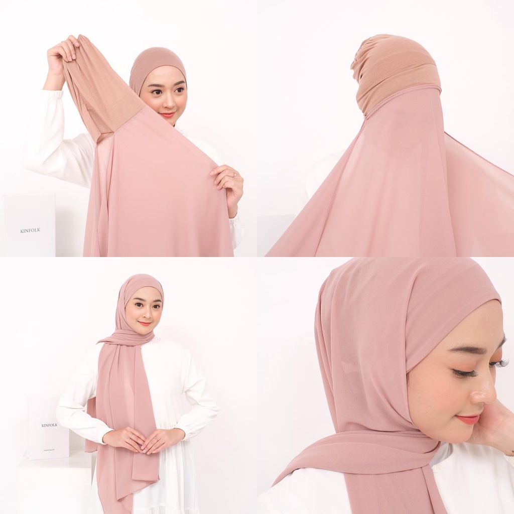 𝗖𝗮𝗿𝗲.𝗶𝗻  Pashmina Inner 2in1 / Pashmina Instan Iner Bando Ceruty Babydoll 180X75 PREMIUM QUALITY