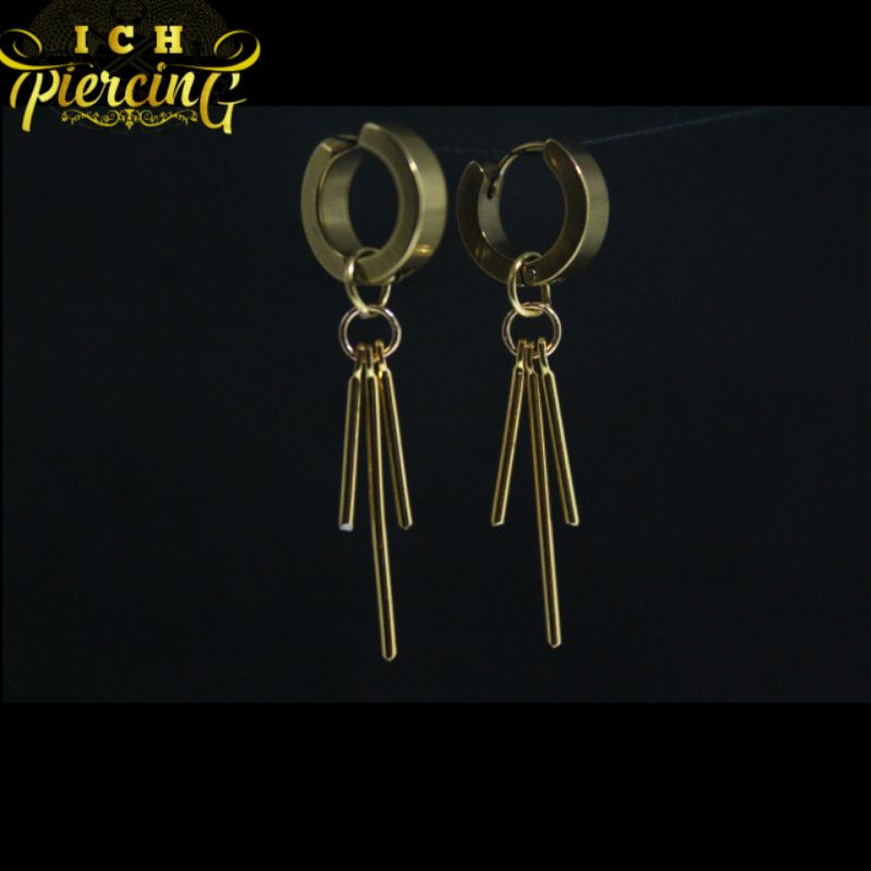 [ PREMIUM ] ANTING RUMBAY GOLD MODEL BATANG 3 / ANTING BTS KOREA / ANTING TINDIK DAN JEPIT KPOP