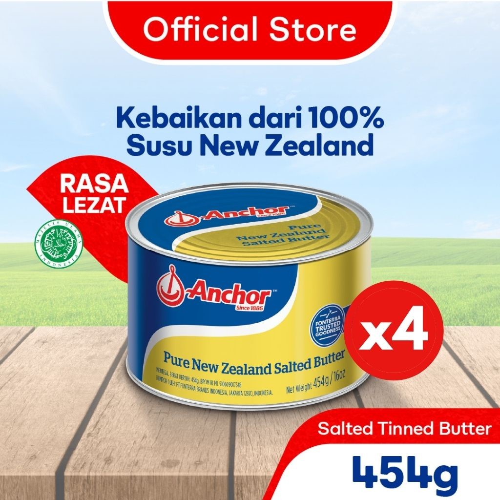 

Anchor Mentega (Butter) Asli New Zealand Salted 4 x 454gr