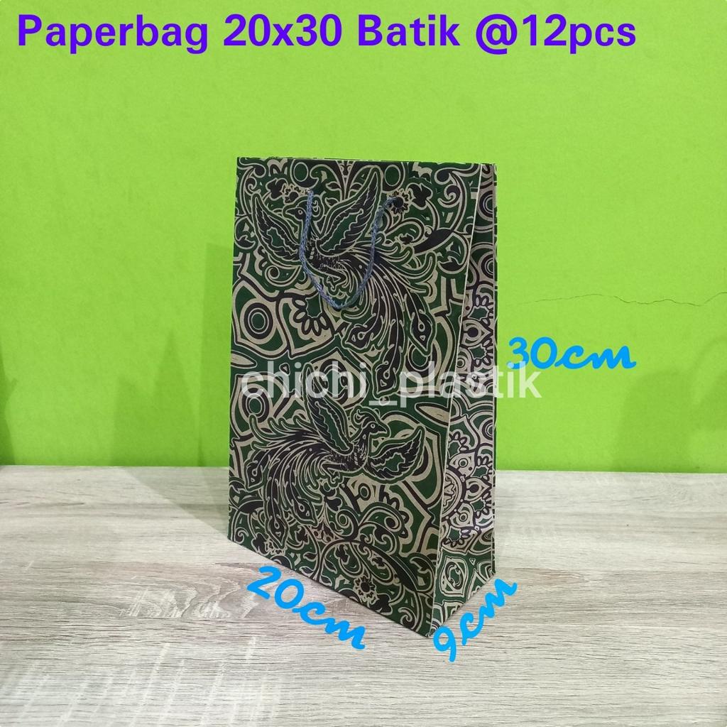 Isi 12pc Paperbag 20x30 batik lusinan / tas kertas motif batik 20 x 30 / tas kertas batik / paperbag buku sarung