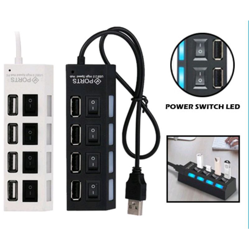 Usb Hub Saklar 4 Port Output on/off 4in1 High Speed Usb Hub 4 in 1