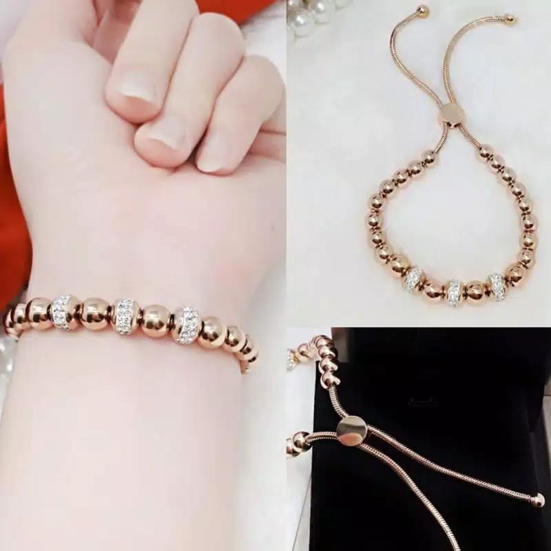 Gelang  serut titanium perhiasan wanita elegan import