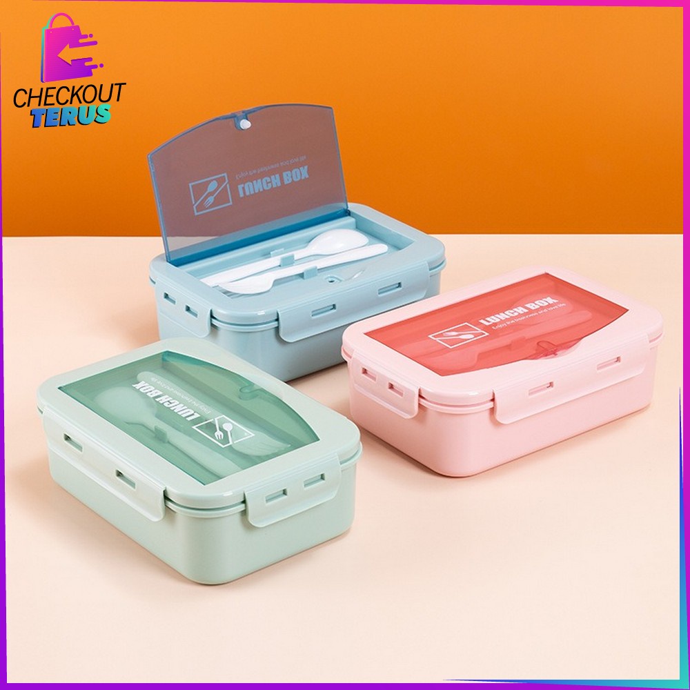 CT C450 Tempat Makan Dengan Sendok Food Grade Lunch Box Set Kotak Bekal Makanan Bento Box Portable