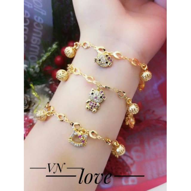 Gelang kitty dewasa lapis emas