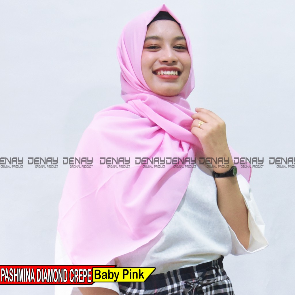 TOKODENAY - Hijab Pashmina Diamond Crepe - (200 X 75) Jahit Tepi Pashmina Jilbab Polos