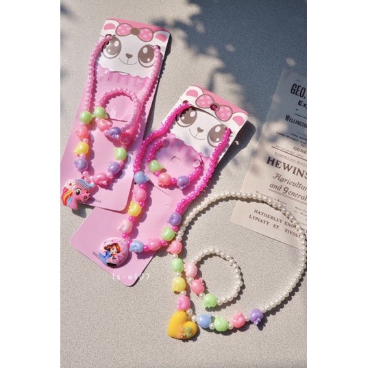 KALUNG ANAK SET MUTIARA KARAKTER UNICORN BTS