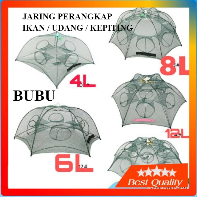 Bubu /Jaring Jala Pancing Ikan Siap Pakai 8 lubang,4,6,10,12,16,20,Lubang Payung