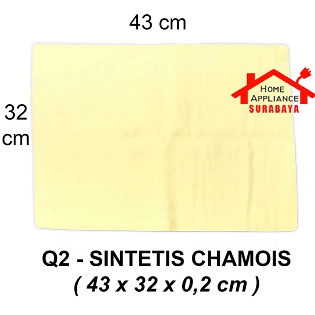 Kain Lap Kanebo Sintetis Synthetic Chamois 43 CM x 32 CM x 0.2 CM Q2 4332 / Q2-4332 ( Tanpa Tutup Botol )