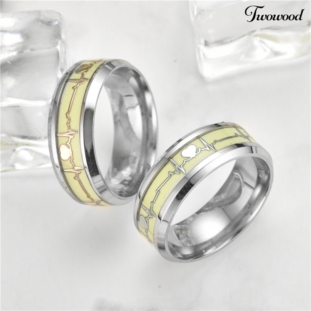 Cincin Bahan Stainless Steel Motif Detak Jantung Untuk Pernikahan