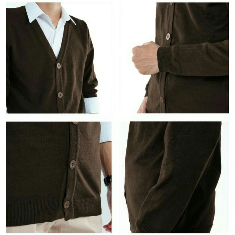 cardigan rajut jumbo pria dewasa - coklat big size
