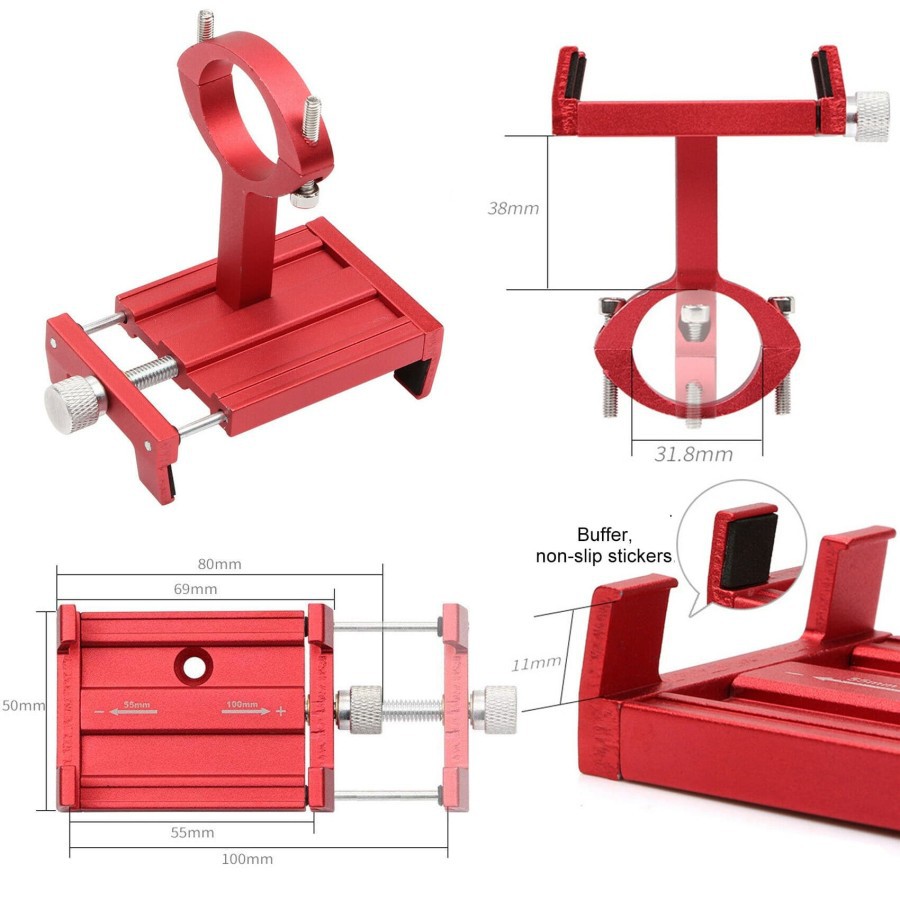 Holder HP Smartphone bracket mount Stang sepeda / motor Alloy metal adjustable handlebar mount GPS