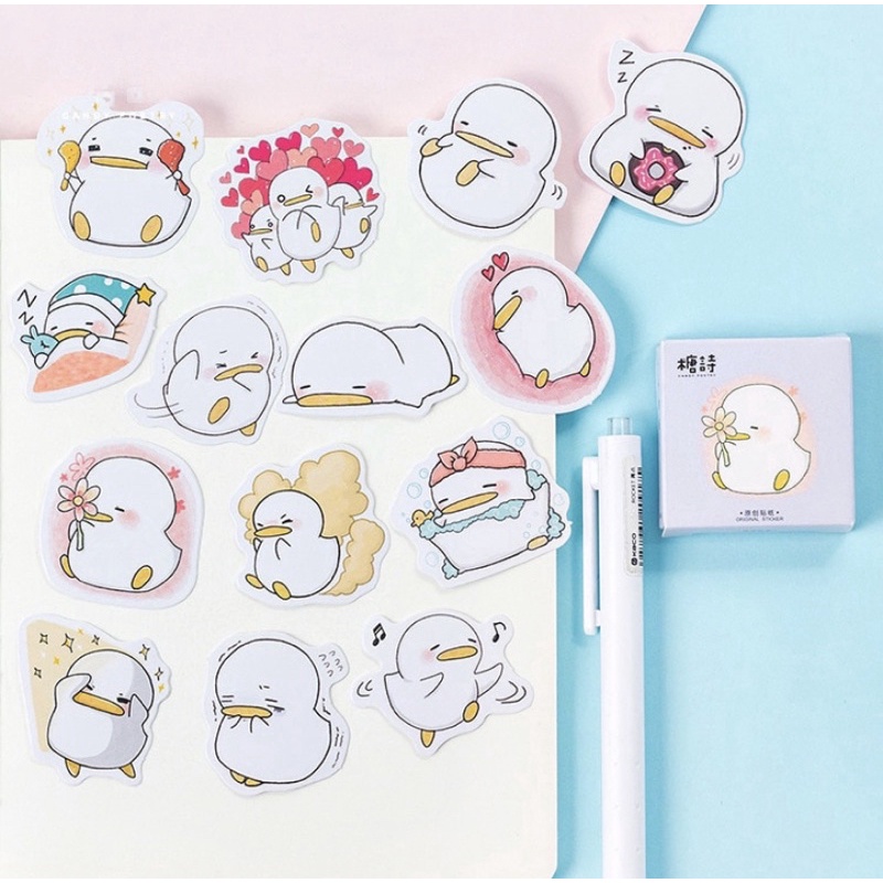 (45 PCS) STICKER AESTHETIC CUTE BOX STIKER LUCU MURAH BINATANG ORANG BUNGA SCRAPBOOK STIKER HP-Ducks