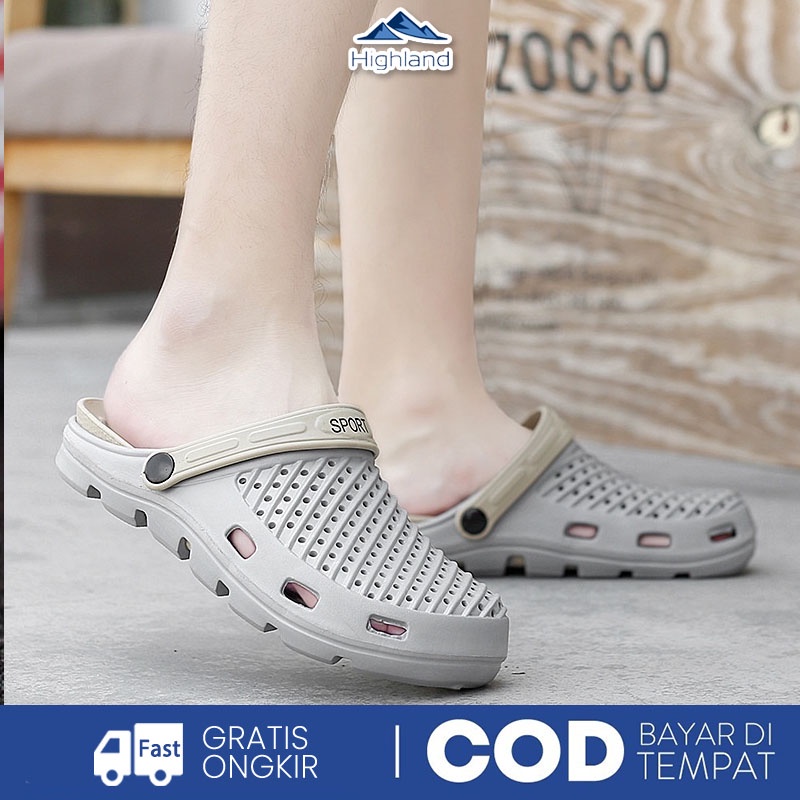 Highland Sandal Pria Kasual bahan Karet Ringan dan Nyaman Sandal Selop Pria Sandal Karet MT406