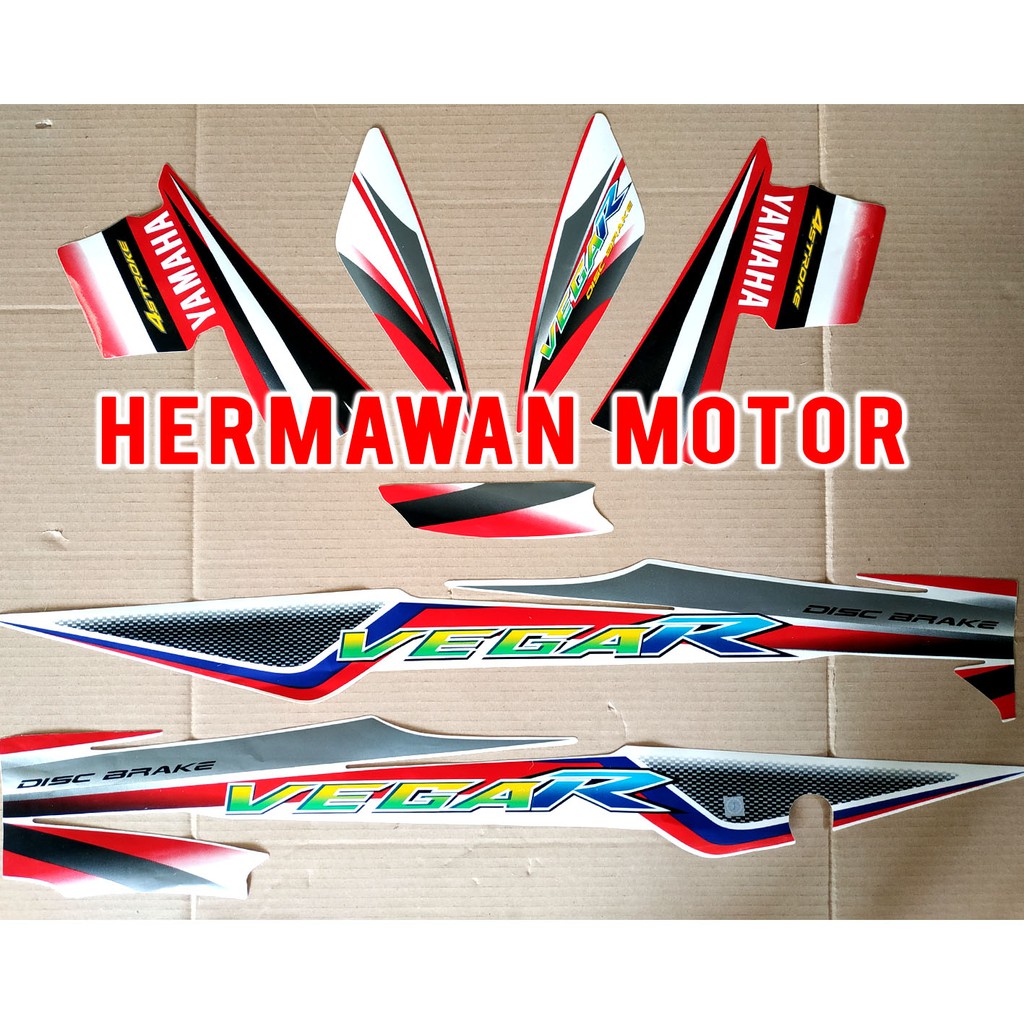 Yamaha Vega R lama-striping-stiker yamaha vega R Lama merah putih