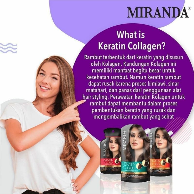 MIRANDA Keratin Collagen Hair Treatment 2 x 25 ML | Hair Mask | Masker Rambut Rusak